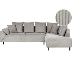 Beliani 4 vietų kampinė sofa LUNNER, veliūras, šviesiai pilka, kairinė
