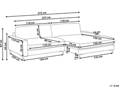 Beliani Trivietė kampinė sofa MALOY, šenilas, kreminė balta, kairinė