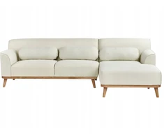 Beliani Trivietė kampinė sofa SIMOS, kreminė balta, kairinė