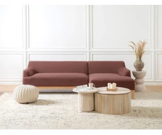 Beliani Trivietė kairinė kampinė sofa SOSJO burgundo spalvos