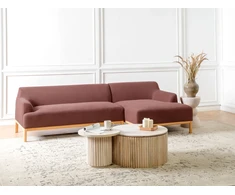 Beliani Trivietė kairinė kampinė sofa SOSJO burgundo spalvos