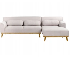 Beliani 3 vietų kampinė sofa SIMOS šviesiai pilka, kairinė