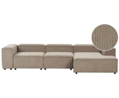 Beliani Keturvietė modulinė kampinė sofa ARDAL, kairinė, šviesiai ruda, velvetas