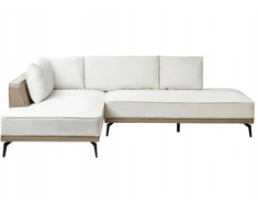 Beliani Trivietė kampinė sofa MYKEN kreminės baltos spalvos, dešininė