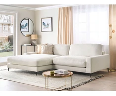 Beliani Trivietė kampinė sofa MALOY, šenilas, balta, dešininė