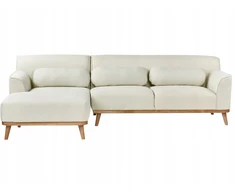 Beliani Trivietė kampinė sofa SIMOS, kreminės spalvos, dešininė