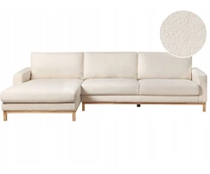 Beliani 4 vietų kampinė sofa SIGGARD Boucle balta, dešininė