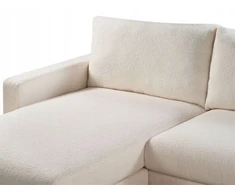 Beliani 4 vietų kampinė sofa SIGGARD Boucle balta, dešininė