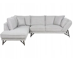Beliani Trivietė kampinė sofa ELGA, linas, šviesiai pilka, dešininė