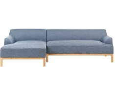 Beliani Trivietė kampinė sofa SOSJO mėlyna, dešininė