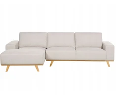 Beliani 3 vietų kampinė sofa NORA, smėlio spalvos, dešininė