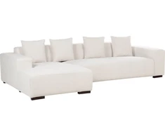 Beliani LUNGO 4 vietų kampinė sofa, velvetas, kreminė balta, dešininė