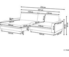 Beliani 3 vietų kampinė sofa MALOY, šenilas, šviesiai pilka, dešininė