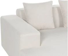 Beliani L formos kampinė sofa LUNGO Velvetinis audinys Kreminė spalva Dešininė