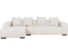 Beliani L formos kampinė sofa LUNGO Velvetinis audinys Kreminė spalva Dešininė