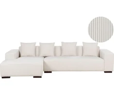 Beliani L formos kampinė sofa LUNGO Velvetinis audinys Kreminė spalva Dešininė