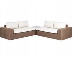 Lauko baldų komplektas Beliani Sodo kampinė sofa su otomane 6 asmenims PALERMO, ruda, technoratanas, modulinė