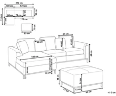 Beliani 5 vietų kampinė sofa OSLO, balta, bouclé audinys, su atrama kojoms, dešininė