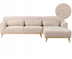 Beliani Trivietė kampinė sofa SIMOS, šenilinė, smėlio spalvos, kairinė
