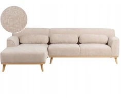 Beliani Trivietė kampinė sofa SIMOS šenilas smėlio spalvos dešininė