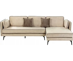 Beliani 3 vietų kampinė sofa ALTAN, veliūras, smėlio spalvos, kairinė