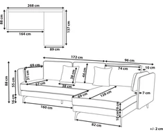 Beliani 3 asmenų kampinė sofa ALTAN, veliūrinė, šviesiai pilka, kairinė