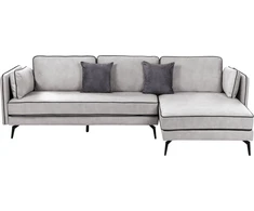 Beliani 3 asmenų kampinė sofa ALTAN, veliūrinė, šviesiai pilka, kairinė