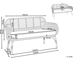 Sofa Beliani Sodo suoliukas su pagalve PRATELLO 122 cm, technorotangas, natūrali spalva