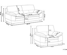 Sofa Beliani 4 vietų svetainės baldų komplektas HORTEN Natūrali oda Ruda