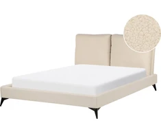Beliani Lova MELLE 140 x 200 cm, smėlio spalvos boucle audinys