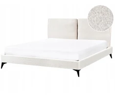 Beliani Dvultė lova MELLE Boucle 160 x 200 cm, kreminė balta