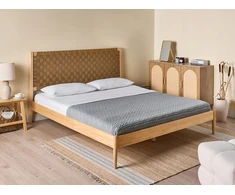 Beliani Dviejų asmenų lova iš pušies medienos BRUNEMONT 180 x 200 cm šviesiai ruda