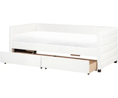 Beliani Dieninė lova su stalčiais MARRAY veliūrinė, kreminė balta, 90 x 200 cm