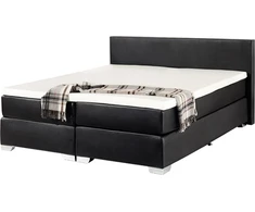 Beliani Kontinentinė lova iš dirbtinės odos PRESIDENT 180 x 200 cm juoda