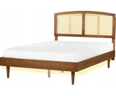 Beliani LED lova Rattan VARZY 140 x 200 cm ruda