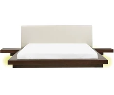Beliani LED lova iš dirbtinės odos ZEN 180 x 200 cm tamsaus uosio spalvos
