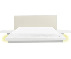 Beliani LED lova iš dirbtinės odos ZEN 160 x 200 cm balta