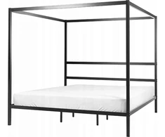 Beliani Metalinis baldakimo lovos rėmas LESTARDS 180 x 200 cm, juodas