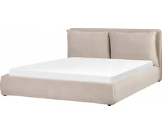 Beliani Lova su patalynės dėže BAJONNA veliūrinė, smėlio spalvos, 180 x 200 cm