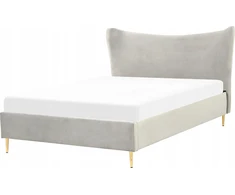Beliani Velvetinė lova CHALEIX 140 x 200 cm Šviesiai pilka