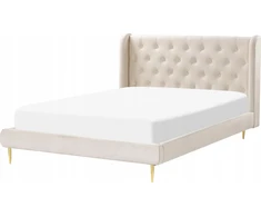 Beliani Velvetinė lova FORBACH 140 x 200 cm smėlio spalvos