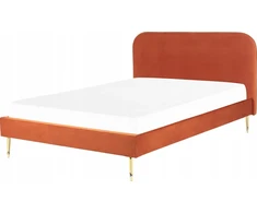Beliani Velūrinė lova FLAYAT 160 x 200 cm oranžinė