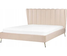Beliani Velvetinė lova MIRIBEL 160 x 200 cm smėlio spalvos