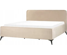 Beliani Velvetinė lova VALOGNES 180 x 200 cm smėlio pilkumo spalvos