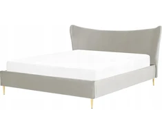Beliani Velvetinė lova CHALEIX 180 x 200 cm šviesiai pilka