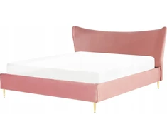Beliani Velvetinė lova CHALEIX 180 x 200 cm persiko spalvos