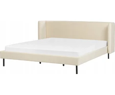 Beliani Dviejų asmenų lova Velvet ARETTE 180 x 200 cm šviesiai smėlio spalvos