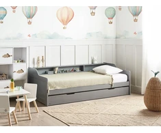 Beliani Išskleidžiama lova iš pušies medienos EDERN 90 x 200 cm pilka