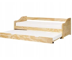 Beliani Ištraukiama lova iš pušies medienos LUNERAY 90 x 200 cm, šviesiai ruda