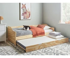 Beliani Ištraukiama lova iš pušies medienos LUNERAY 90 x 200 cm, šviesiai ruda